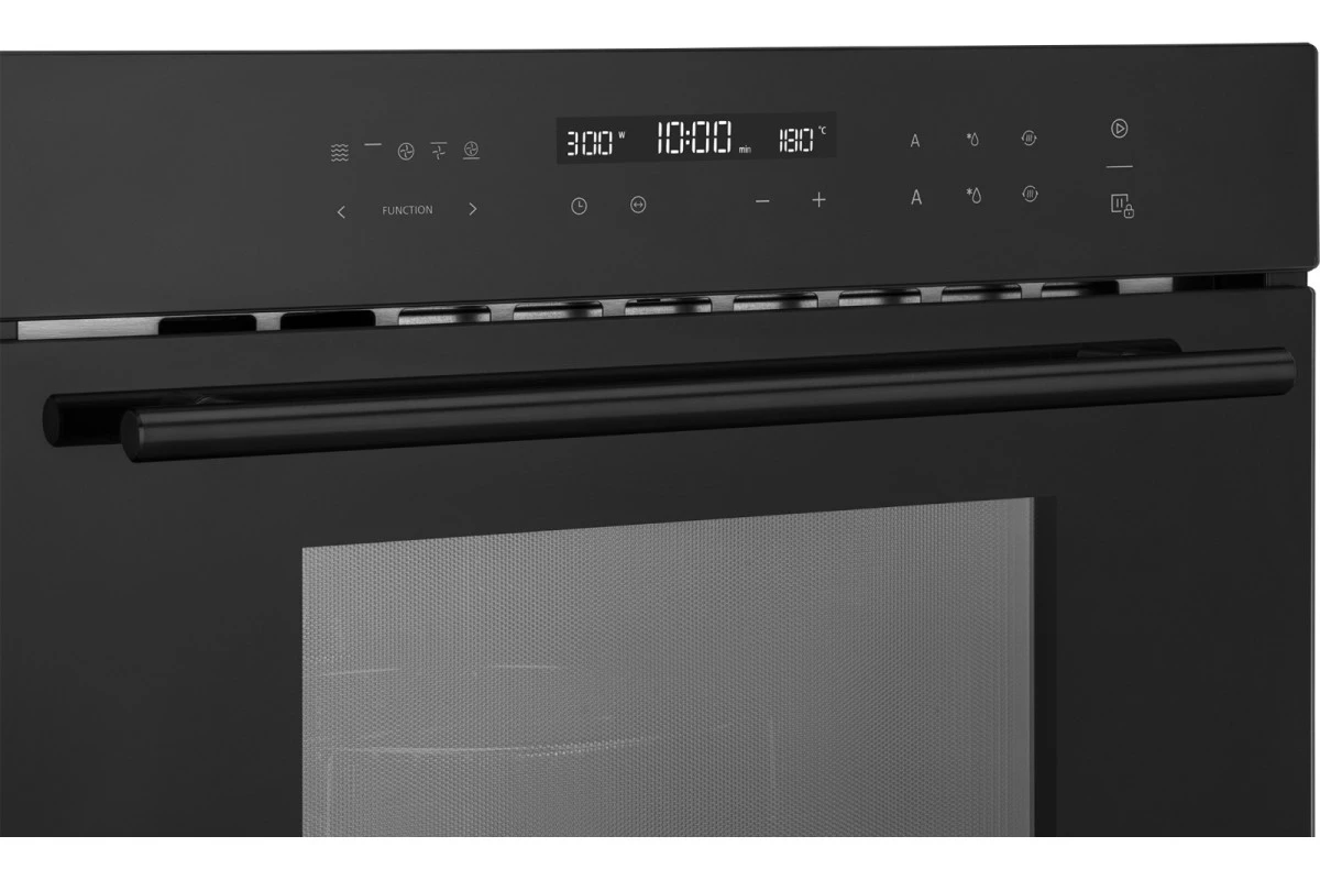 Встраиваемый компактный духовой шкаф с СВЧ Weissgauff OE 446 Black Edition