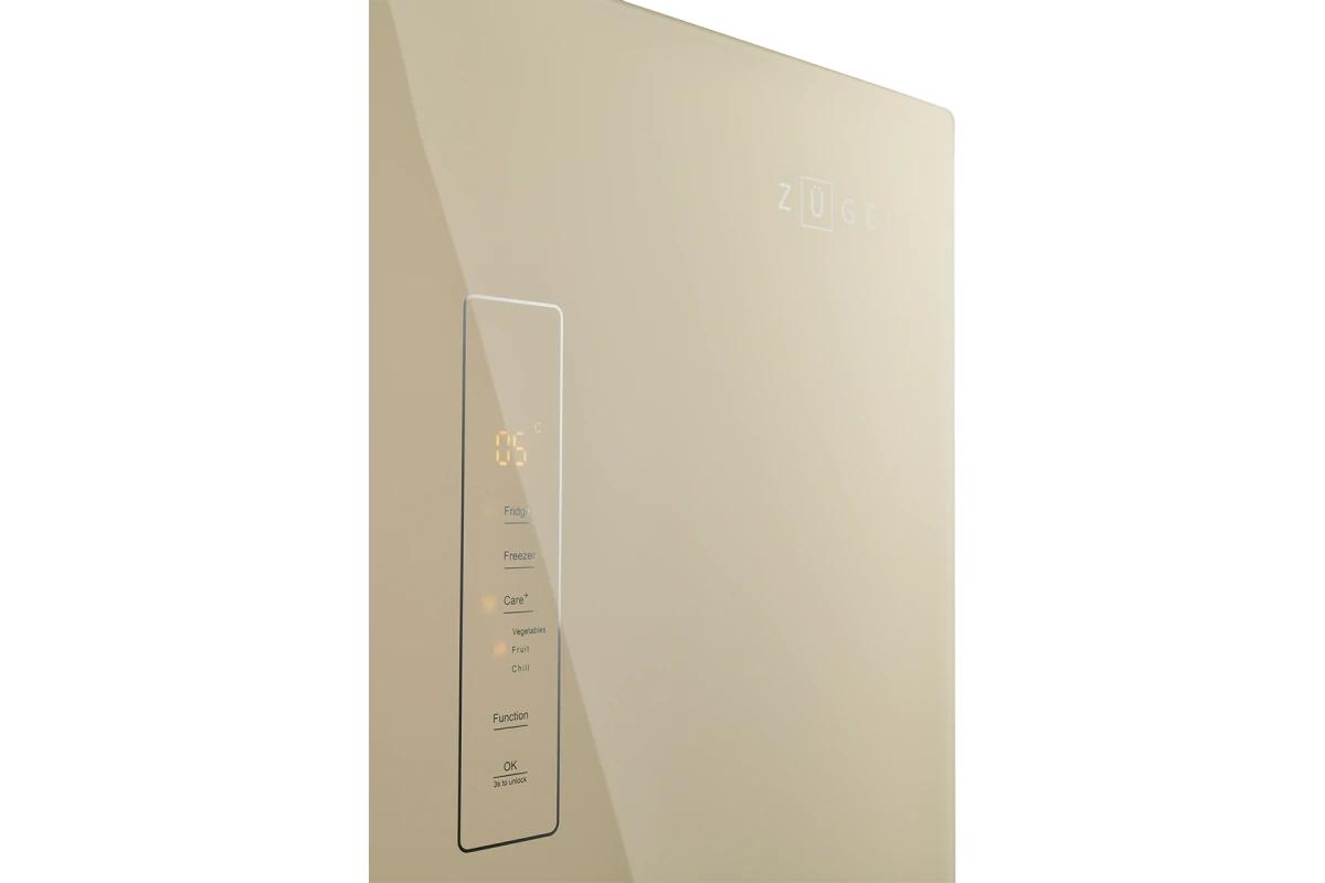 Холодильник Cross Door ZUGEL ZRCD430C, бежевое стекло