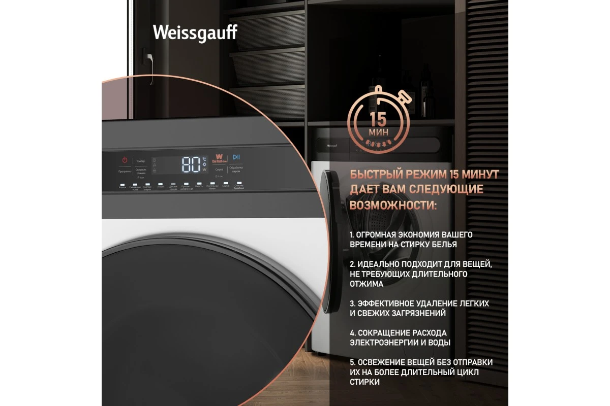 Стиральная машина с сушкой Weissgauff WMD 46148 DC Inverter Steam