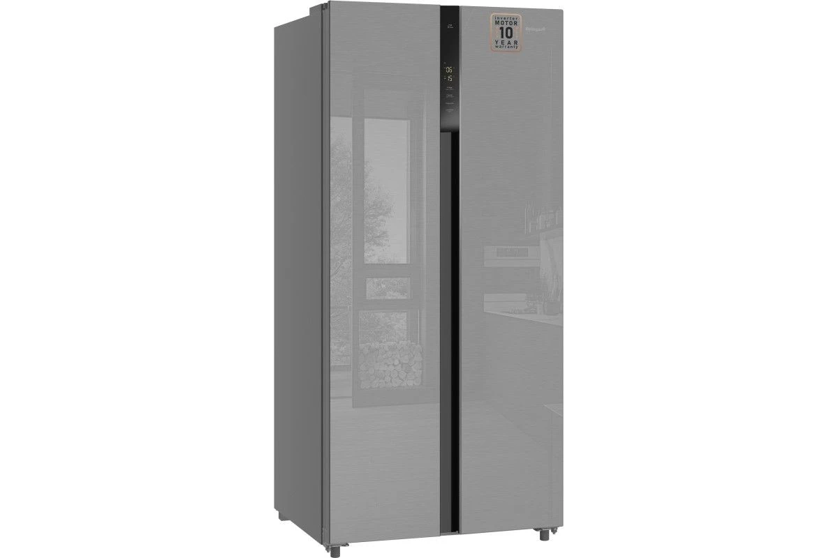 Отдельностоящий холодильник с инвертором Weissgauff WSBS 500 Inverter NoFrost Inox Glass
