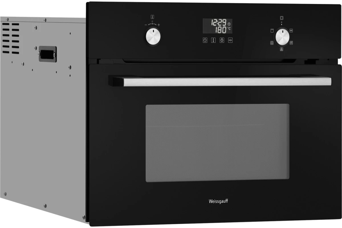 Встраиваемый компактный духовой шкаф с СВЧ Weissgauff OE 449 PDBK