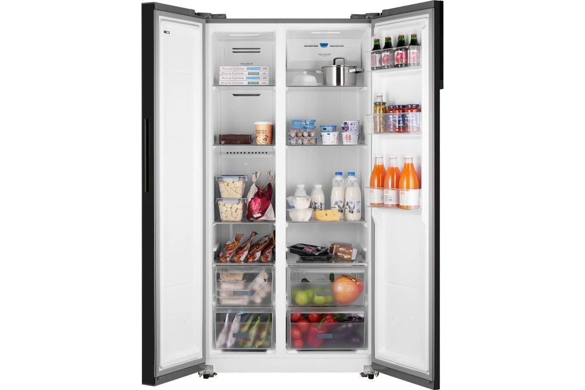 Отдельностоящий холодильник с инвертором Weissgauff WSBS 600 NoFrost Inverter Dark Grey Glass