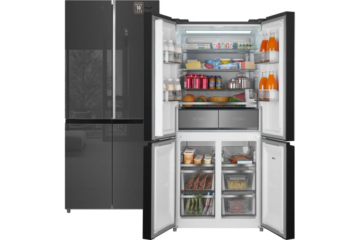 Отдельностоящий холодильник с инвертором Weissgauff WCD 590 NoFrost Inverter Premium EcoFresh Inox Glass