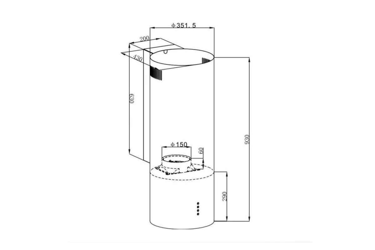 Кухонная вытяжка HOMSair ART 1050WL 35 ЧЕРНЫЙ