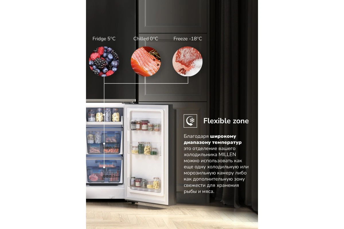 Отдельностоящий холодильник Cross Door Millen MCD 595BdID
