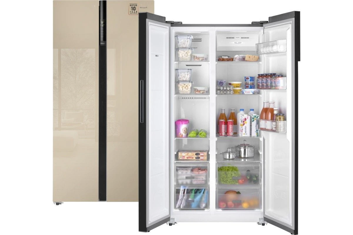Отдельностоящий холодильник с инвертором Weissgauff WSBS 600 BeG NoFrost Inverter