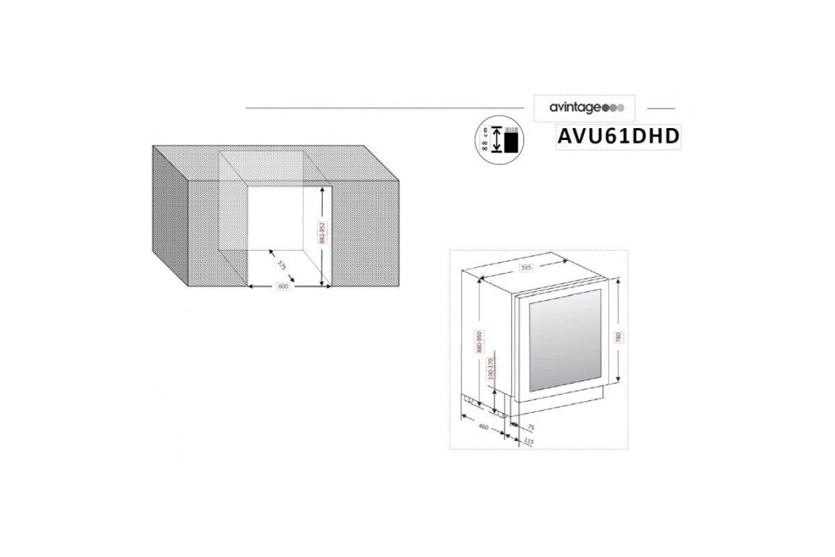 Двухзонный винный шкаф Avintage AVU61DHD