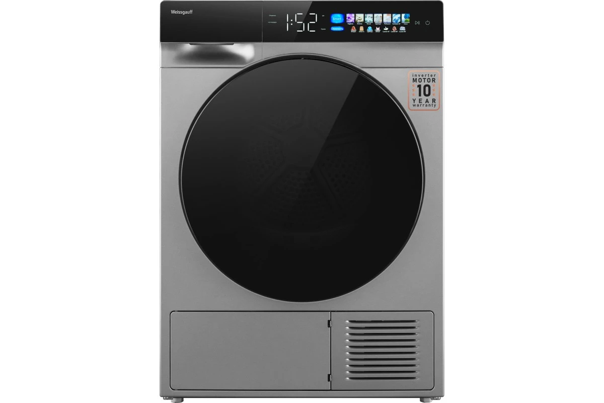Сушильная машина с инвертором и ультрафиолетом Weissgauff WD 998 Heat Pump Full Touch Silver