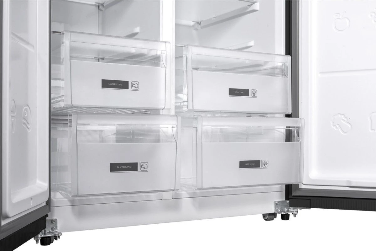 Отдельностоящий холодильник с инвертором Weissgauff WSBS 600 NoFrost Inverter Rock Glass