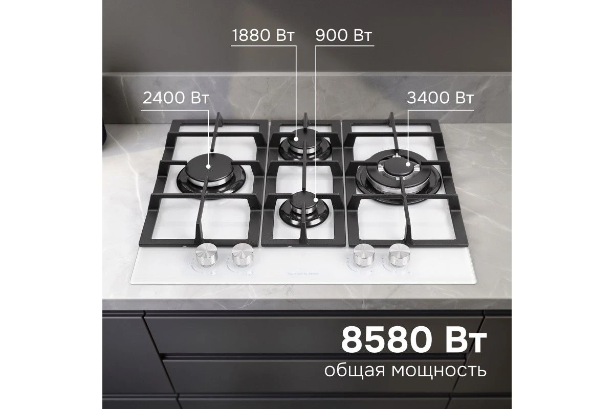 Газовая варочная панель из закаленного стекла Zigmund & Shtain MN 114.61 W