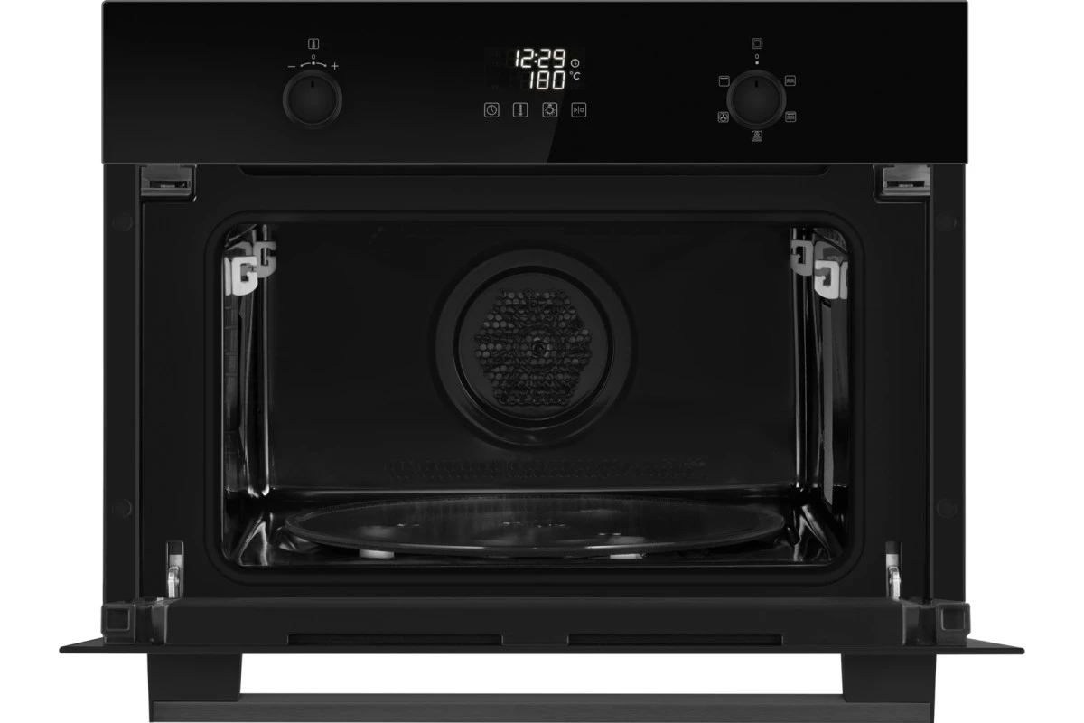 Встраиваемый компактный духовой шкаф с СВЧ Weissgauff OE 449 PDBK Black Edition