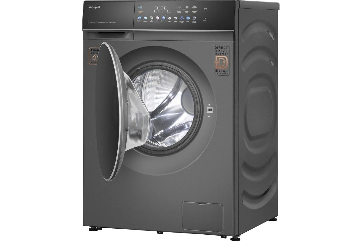Стиральная машина с сушкой, прямым приводом Weissgauff WMD 62210 Direct Drive Touch Inverter Steam Grey