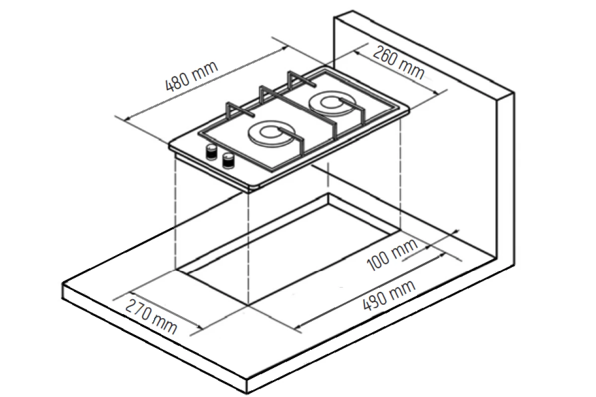 Домино газовая варочная панель Monsher MHG 33 BG