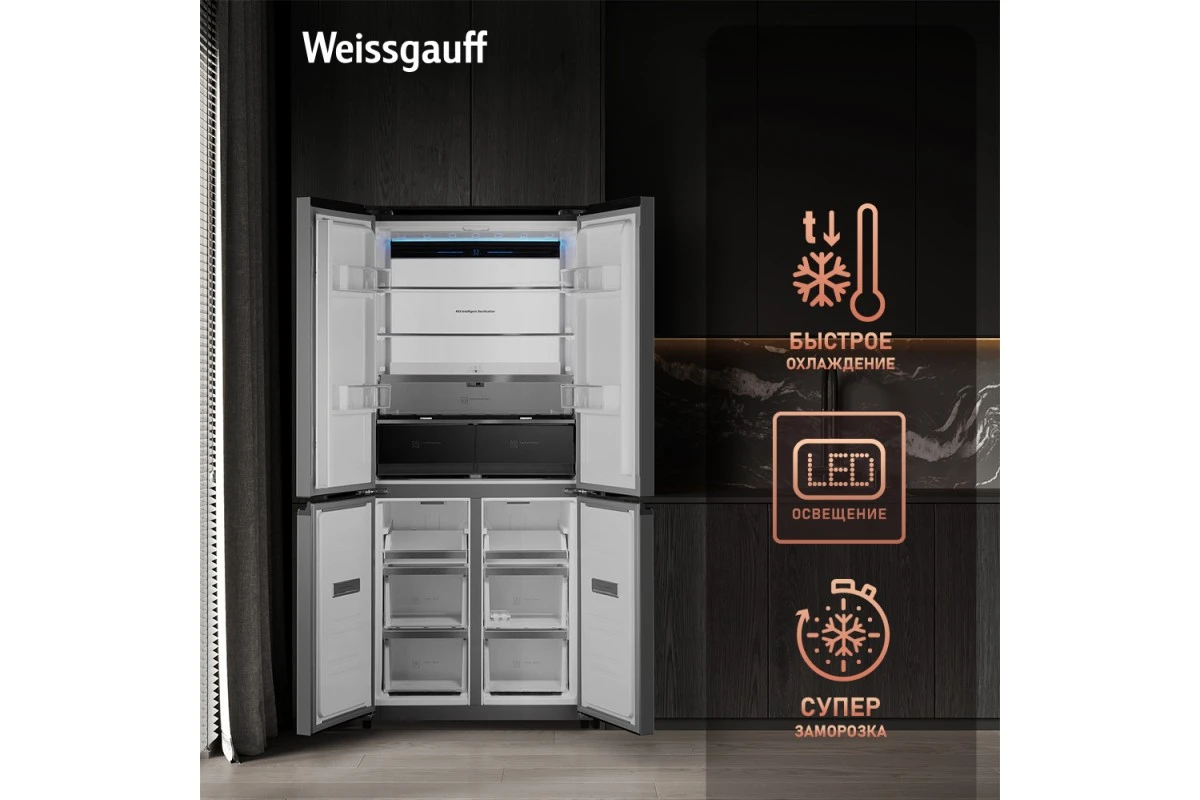 Отдельностоящий холодильник с инвертором Weissgauff WCD 450 WgNF Built-in