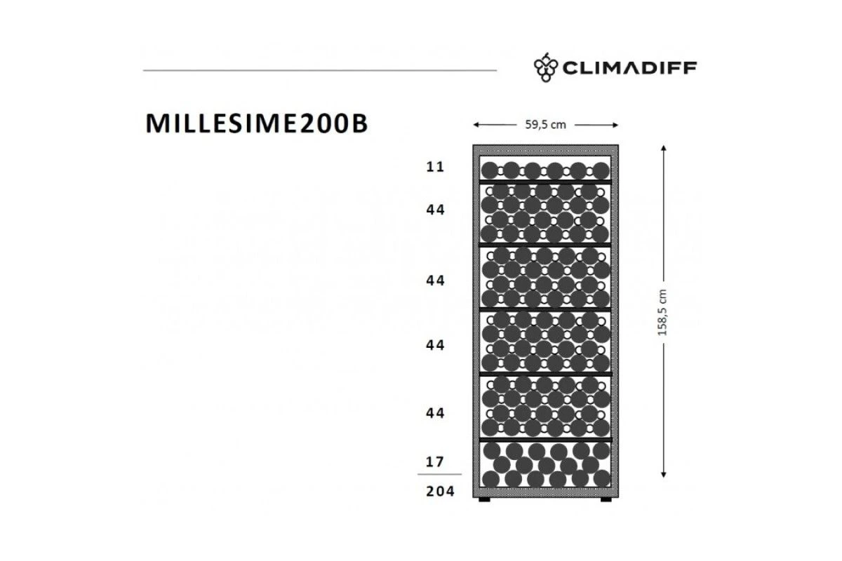 Монотемпературный винный шкаф Climadiff MILLESIME200B