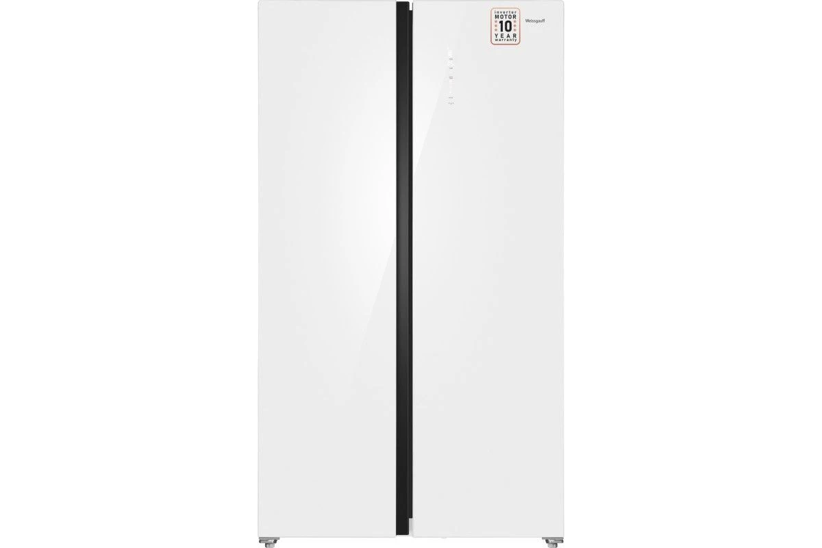 Отдельностоящий холодильник с инвертором Weissgauff WSBS 1036 Inverter NoFrost Premium White Glass