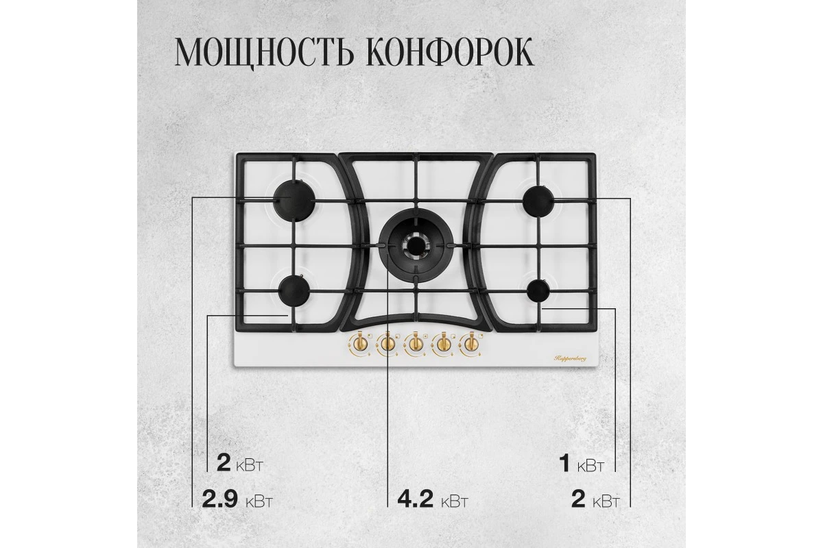 Газовая варочная панель Kuppersberg FS 903 W Bronze