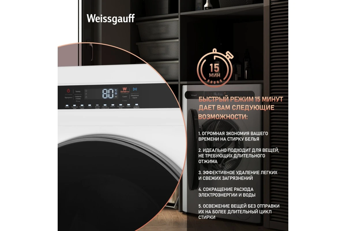 Стиральная машина с сушкой Weissgauff WMD 45148 Inverter Steam
