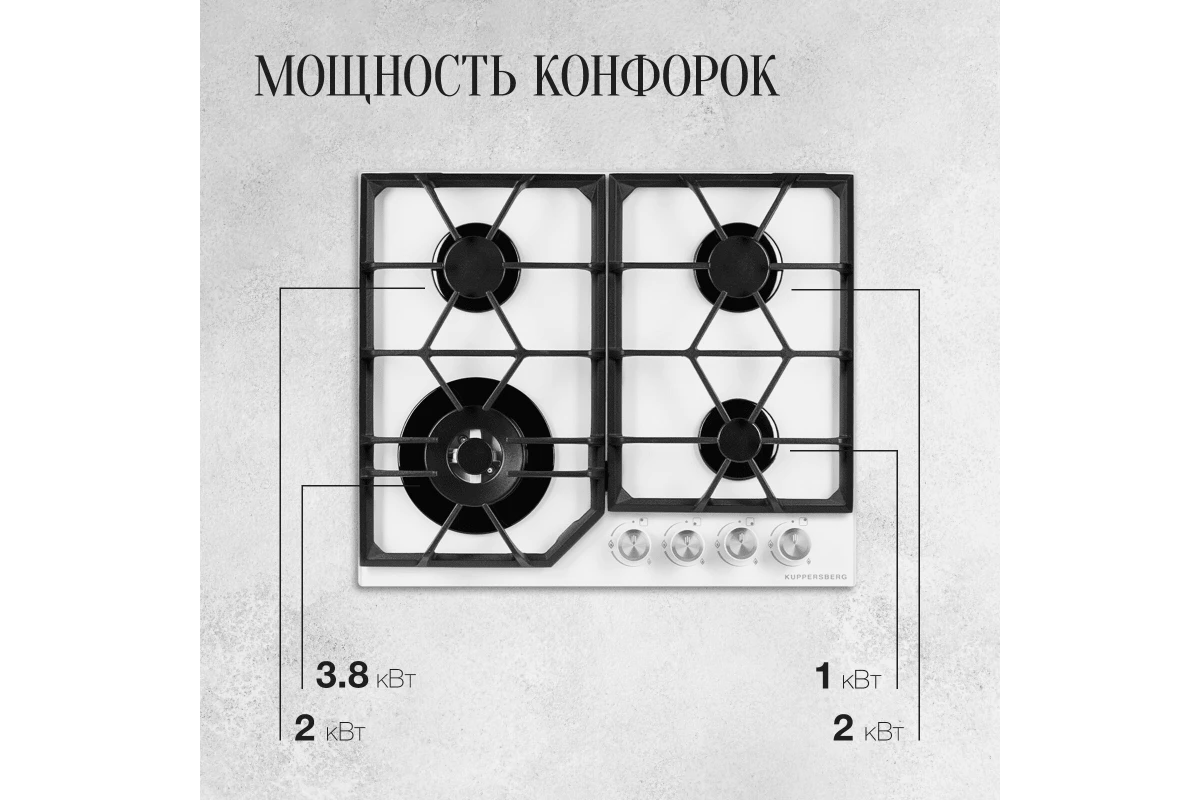 Варочная панель газовая Kuppersberg FG 62 W