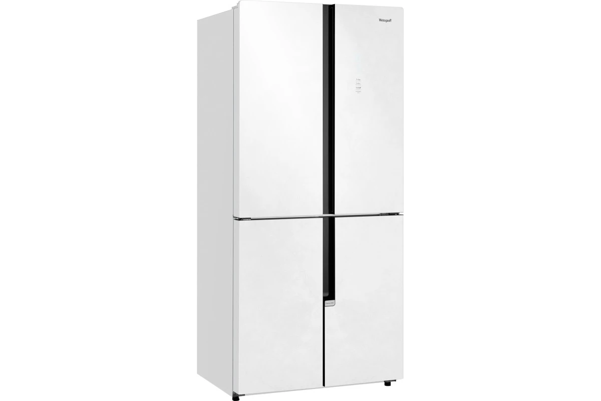 Отдельностоящий холодильник с инвертором Weissgauff WCD 450 White Rock Glass NoFrost Inverter