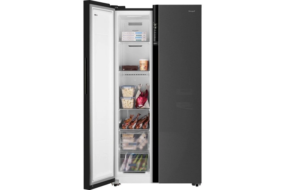 Отдельностоящий холодильник с инвертором Weissgauff WSBS 600 NoFrost Inverter Inox Glass