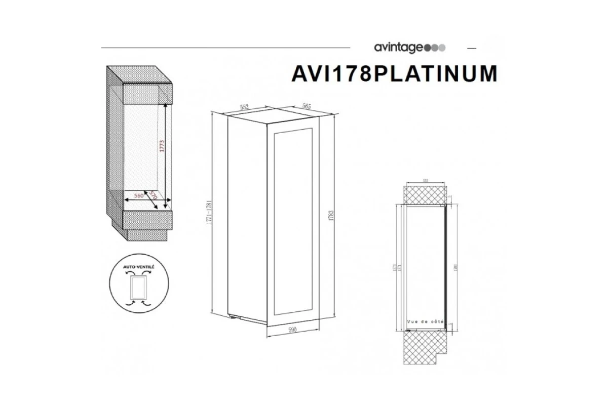 Трехзонный винный шкаф Avintage AVI178PLATINUM