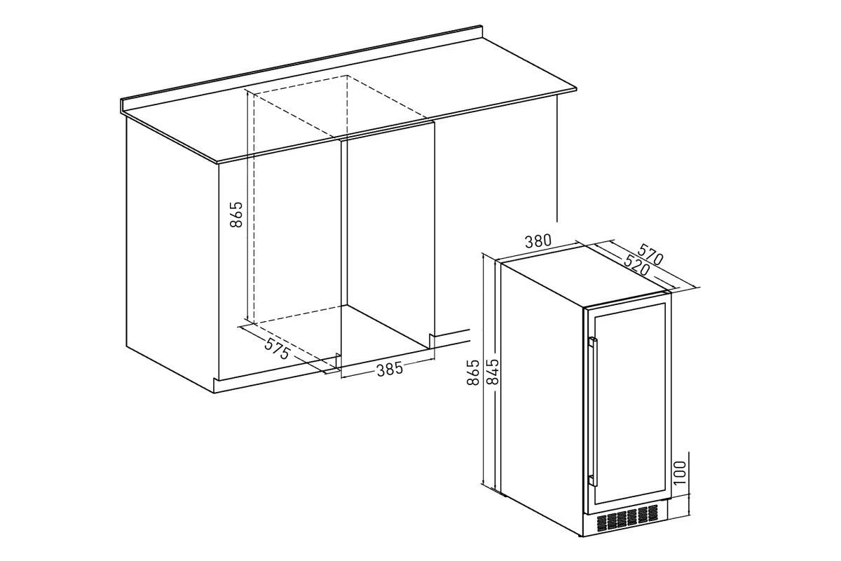 Встраиваемый винный шкаф ZUGEL ZCWI310DB, Dual Zone