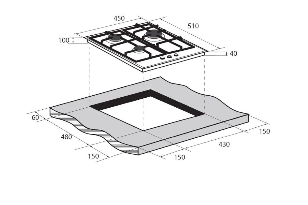 Газовая варочная панель ZUGEL ZGH450X