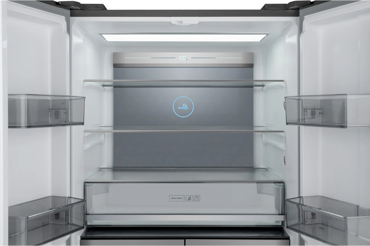 Отдельностоящий холодильник с инвертором Weissgauff WCD 590 NoFrost Inverter Premium EcoFresh Inox Glass