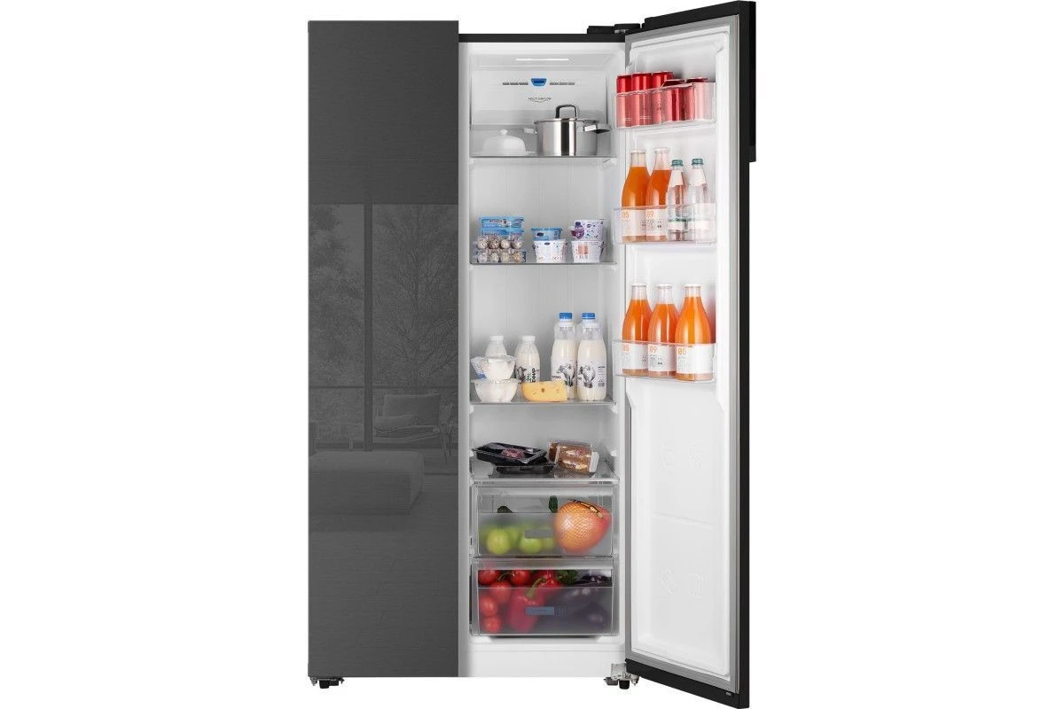 Отдельностоящий холодильник с инвертором Weissgauff WSBS 600 NoFrost Inverter Inox Glass