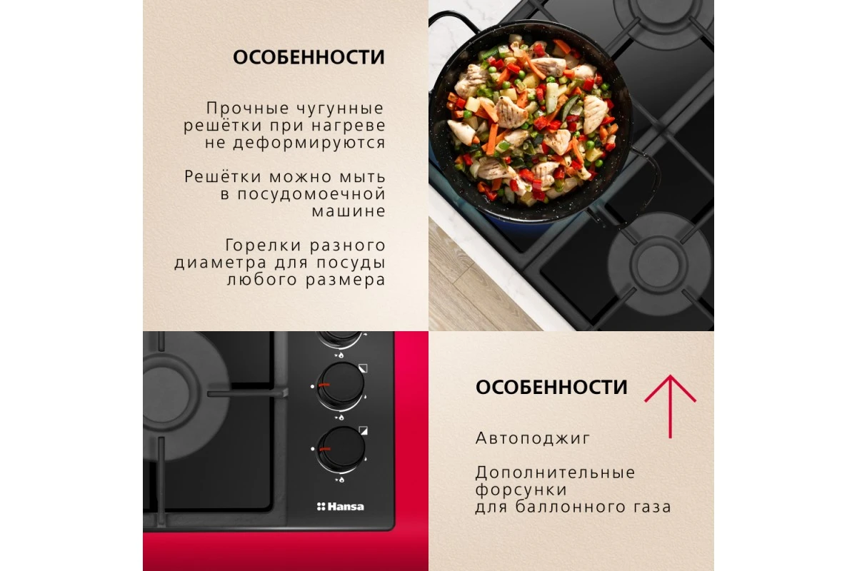 Газовая варочная поверхность Hansa BHKS661830