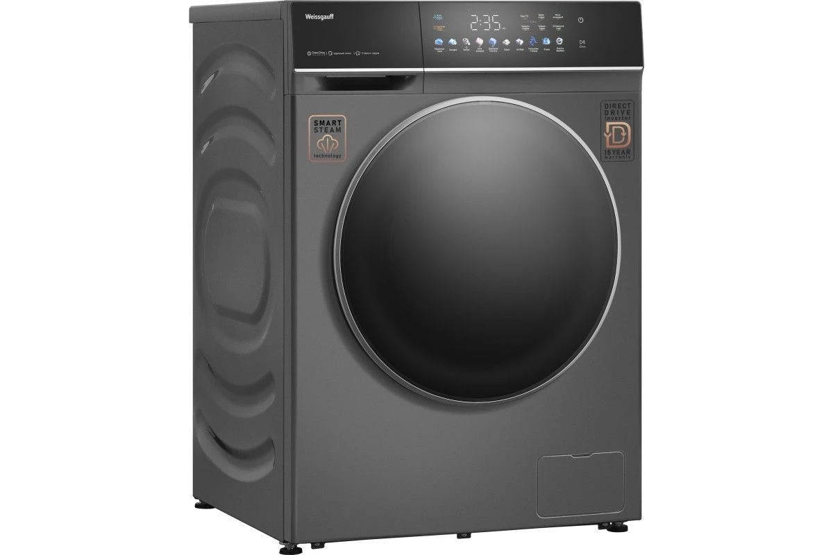 Стиральная машина с сушкой, прямым приводом Weissgauff WMD 62210 Direct Drive Touch Inverter Steam Grey