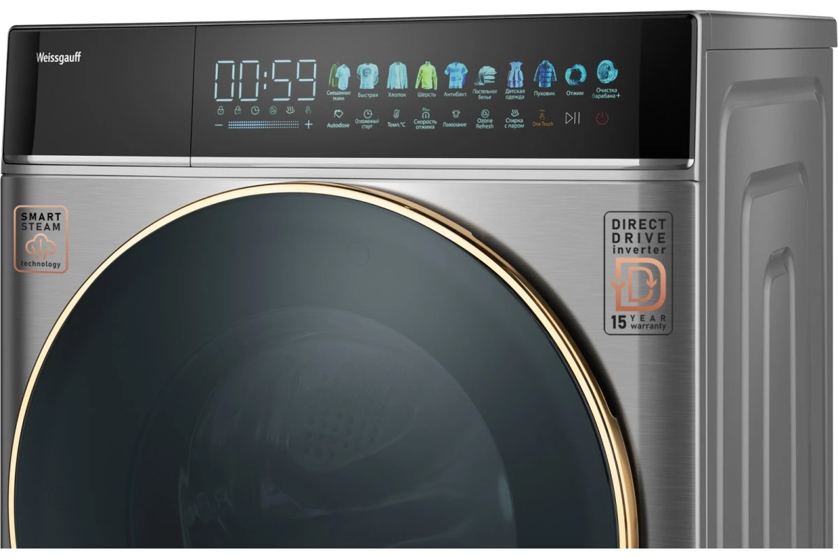 Стиральная машина с прямым приводом Weissgauff WM 58411 Direct Drive Inverter Premium Steam Steel