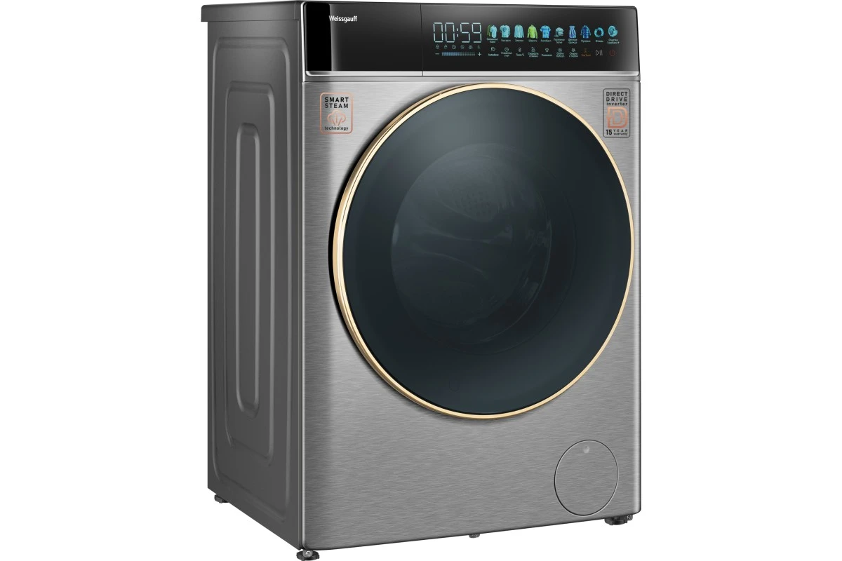 Стиральная машина с прямым приводом Weissgauff WM 58411 Direct Drive Inverter Premium Steam Steel