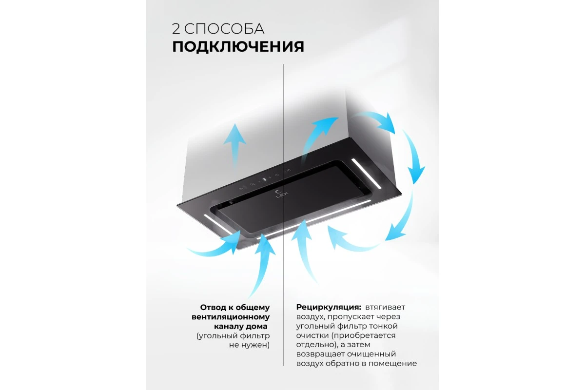 Вытяжка кухонная встраиваемая LEX AURA 600 Inverter BL