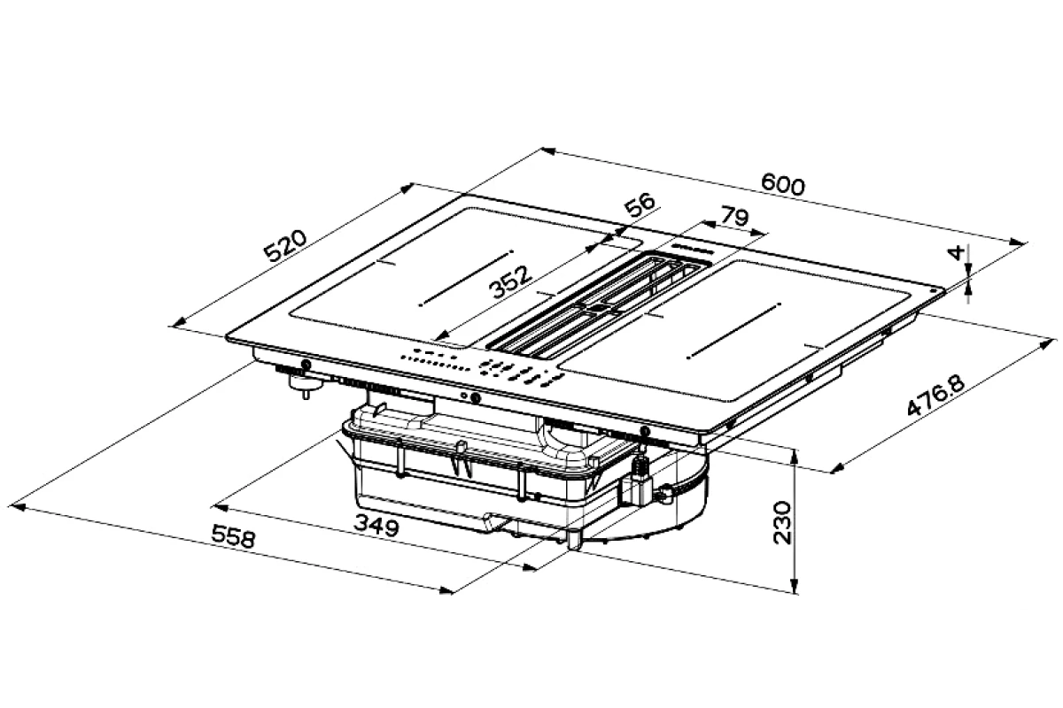 Варочная панель со встроенной вытяжкой Faber GALILEO SMART BK F600+KIT LL H80 340.0627.228