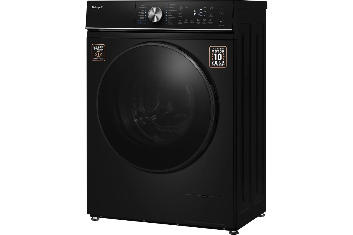 Стиральная машина с инвертором и паром Weissgauff WM 47148 DC Inverter Steam Black