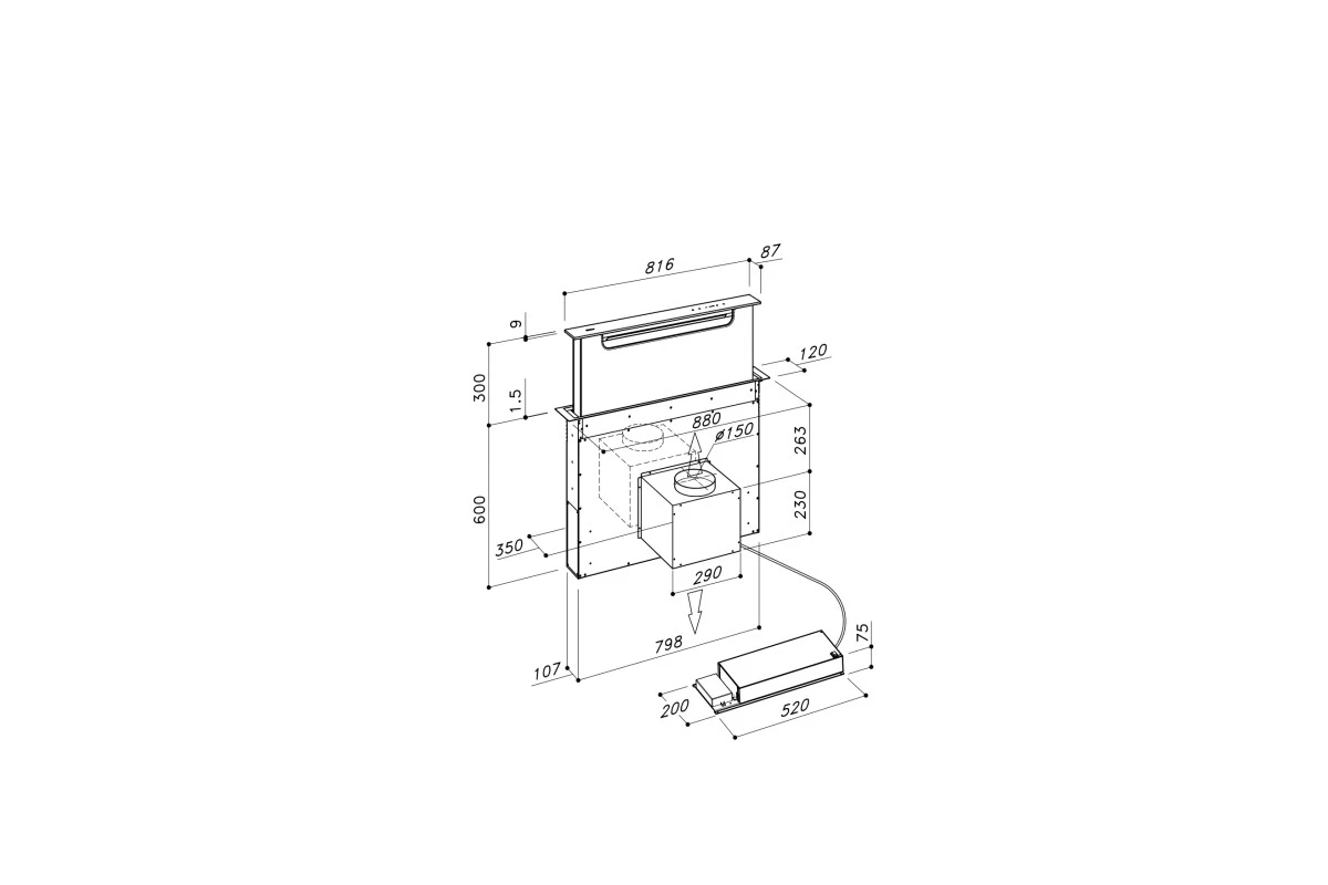 Вытяжка Downdraft Sirius S-DD18 BALANCE EM B