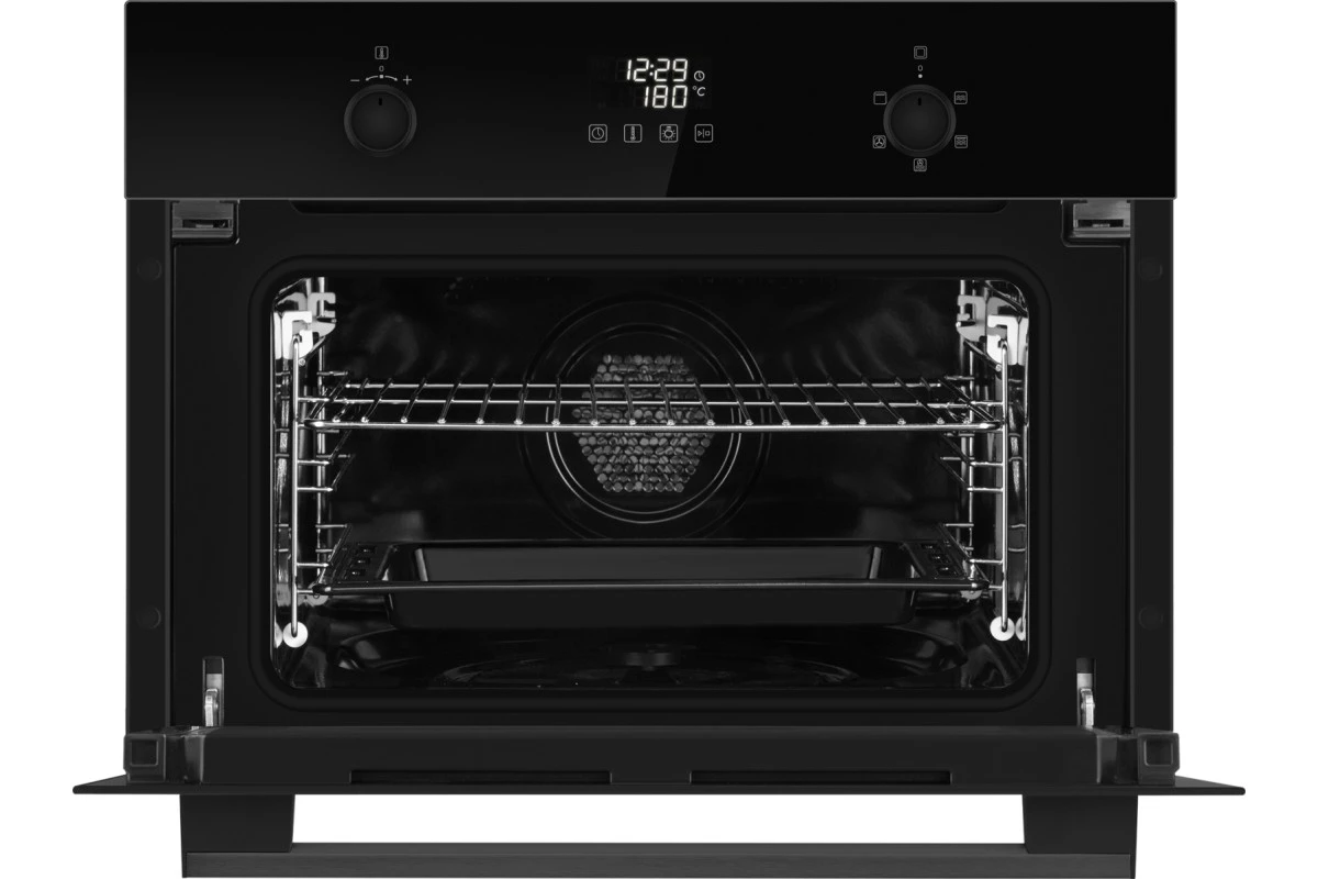 Встраиваемый компактный духовой шкаф с СВЧ Weissgauff OE 449 PDBK Black Edition