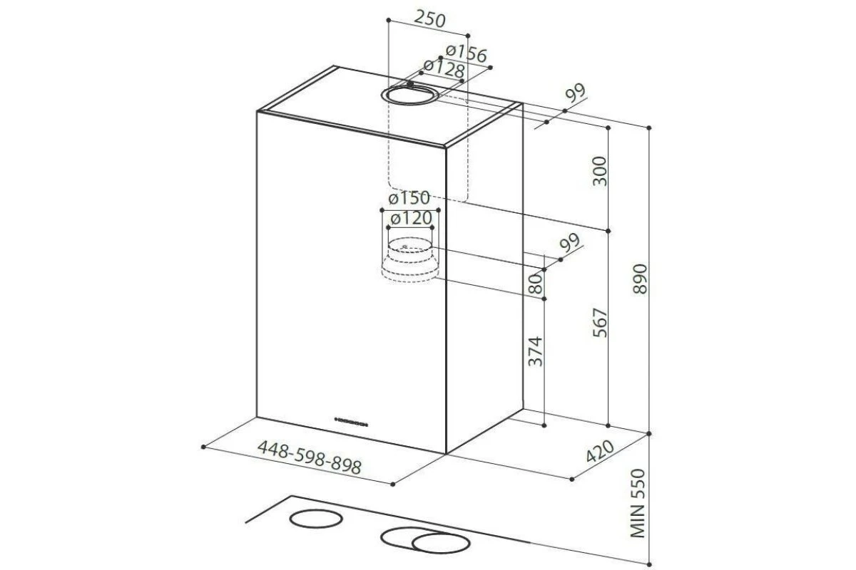 Вытяжка без купола Faber Cubia Plus EV8 X A45 335.0502.080