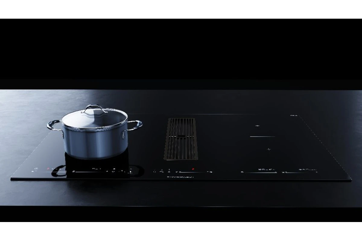 Индукционная варочная панель с вытяжкой Kuppersbusch KMI 8590.0 SR Black Chrome