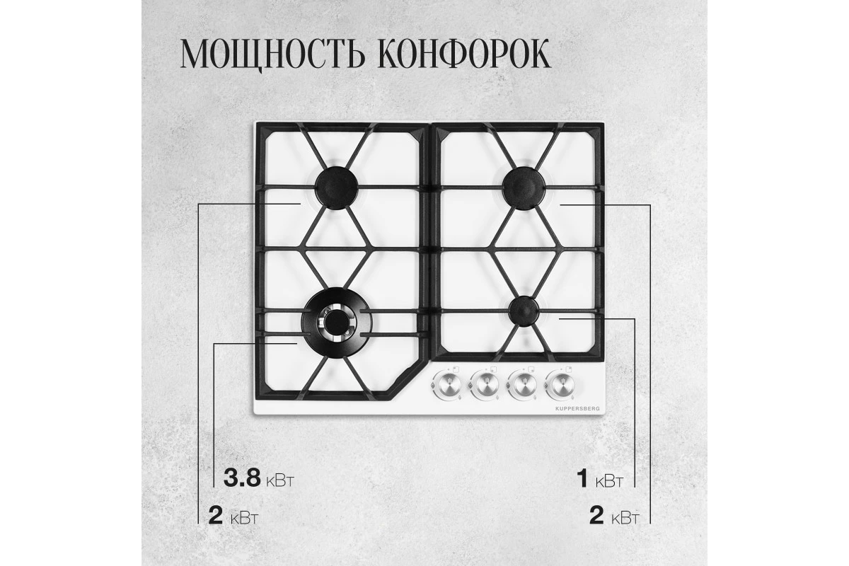 Газовая варочная панель Kuppersberg FS 62 W
