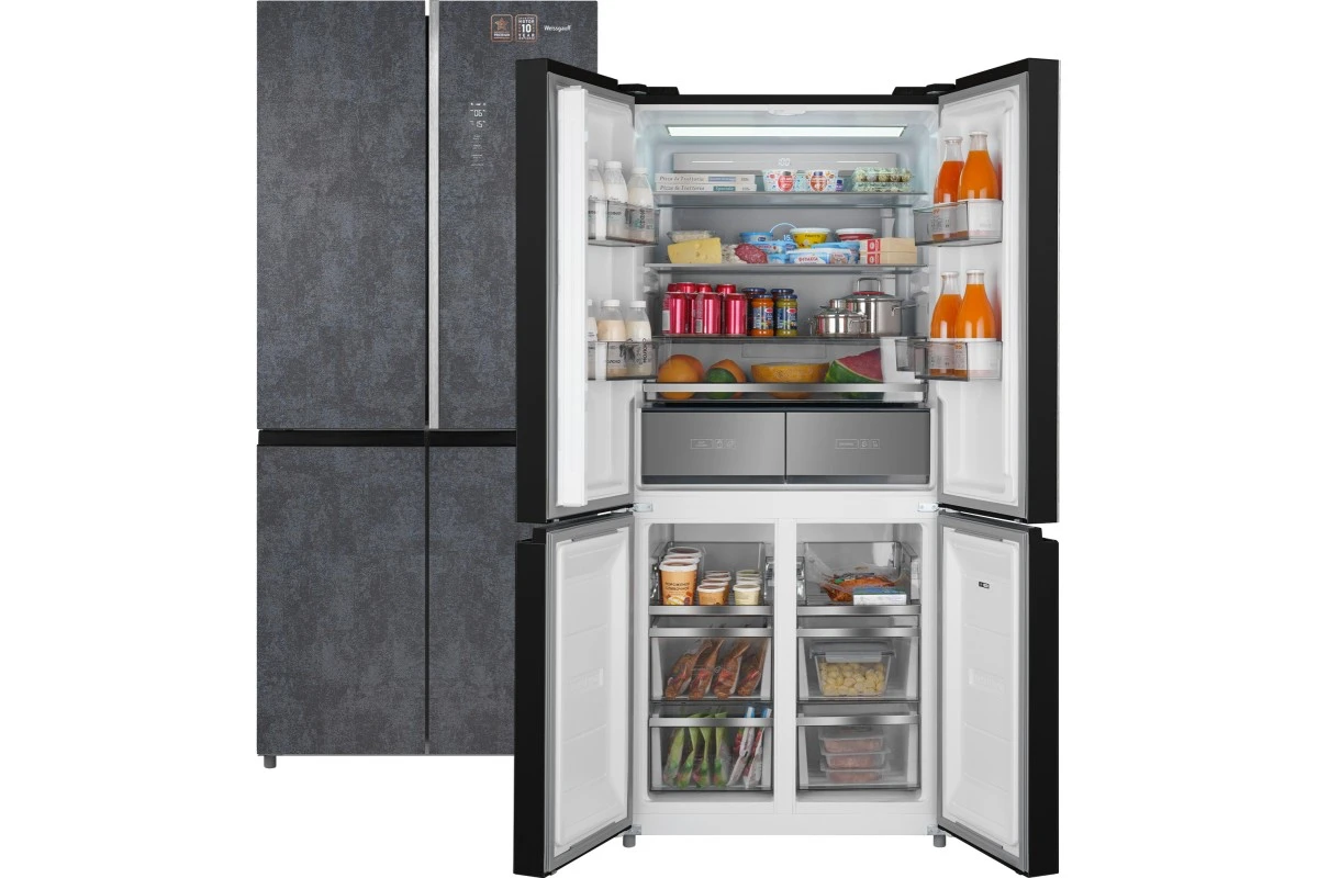 Отдельностоящий холодильник с инвертором Weissgauff WCD 590 Nofrost Inverter Premium EcoFresh Rock Glass