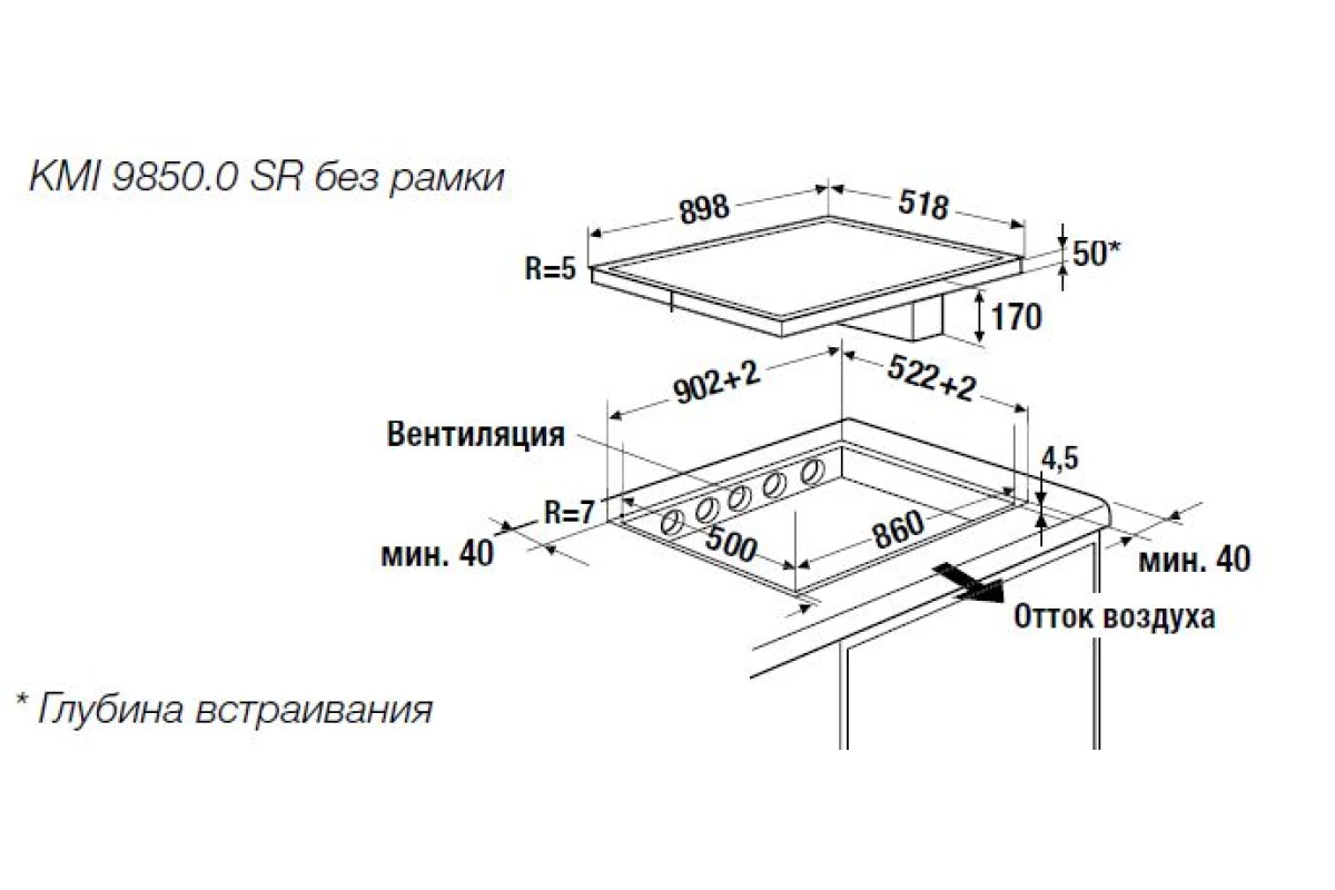 Индукционная варочная панель с вытяжкой Kuppersbusch KMI 9850.0 SR