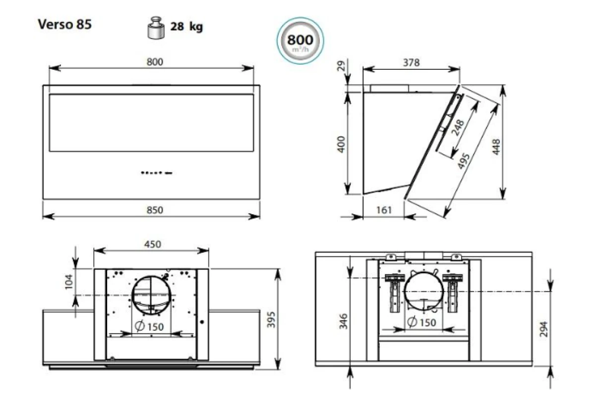 Вытяжка Falmec Design VERSO 85 WHITE