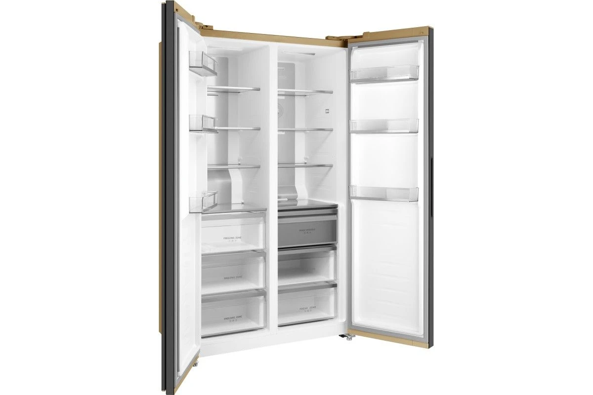 Отдельностоящий холодильник с инвертором Weissgauff WSBS 1036 Inverter NoFrost Premium Сhampagne Glass