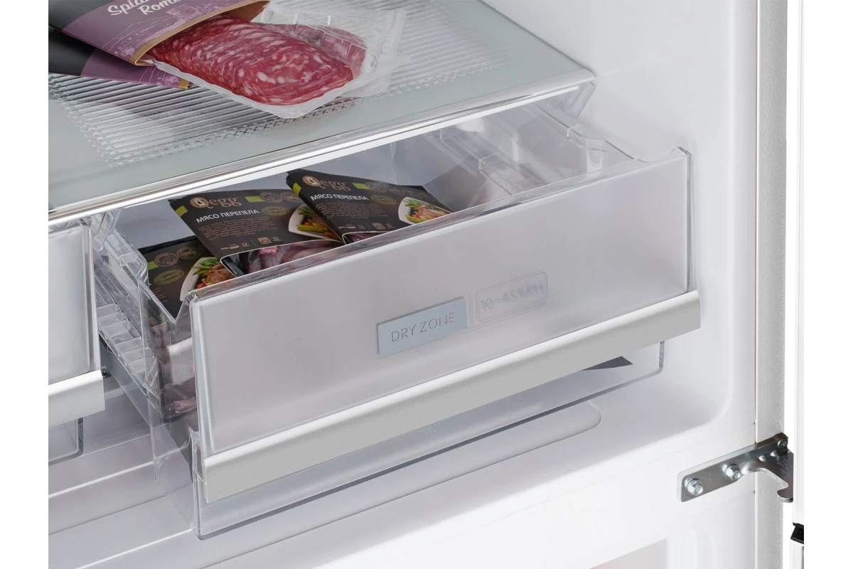 Отдельностоящий холодильник с инвертором Weissgauff WCD 450 White Rock Glass NoFrost Inverter