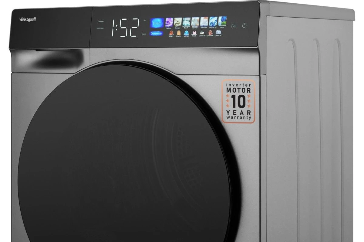 Сушильная машина с инвертором и ультрафиолетом Weissgauff WD 998 Heat Pump Full Touch Silver