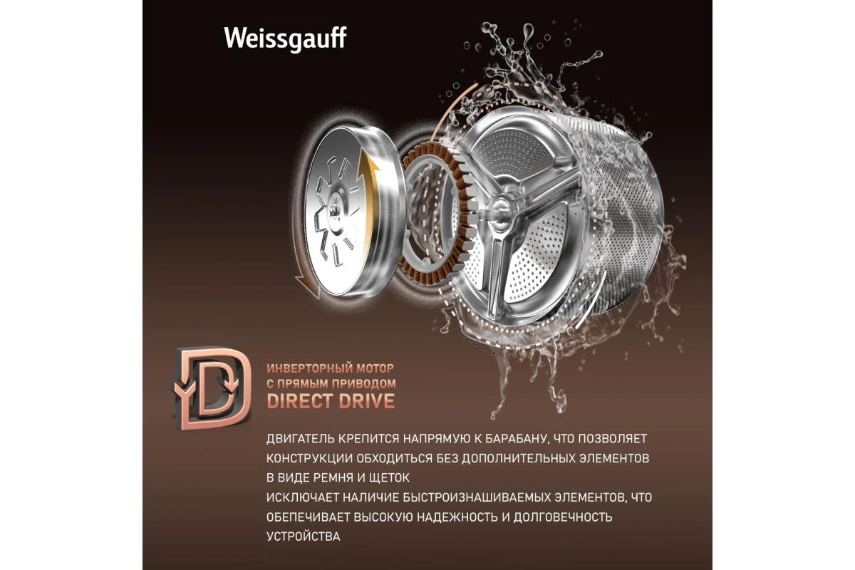 Стиральная машина с прямым приводом и инвертором Weissgauff WM 4926 Direct Drive Inverter Premium
