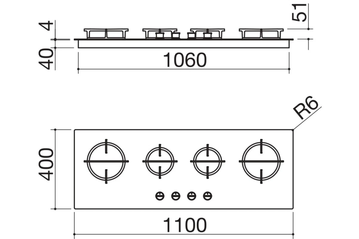 Газовая варочная панель Barazza 1PMD104N